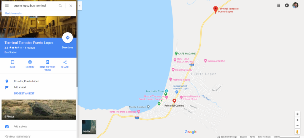 Puerto Lopez Bus Terminal Location Map