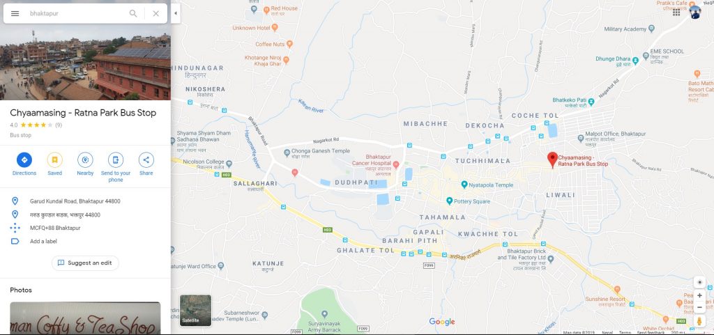 Bhaktapur Town Map